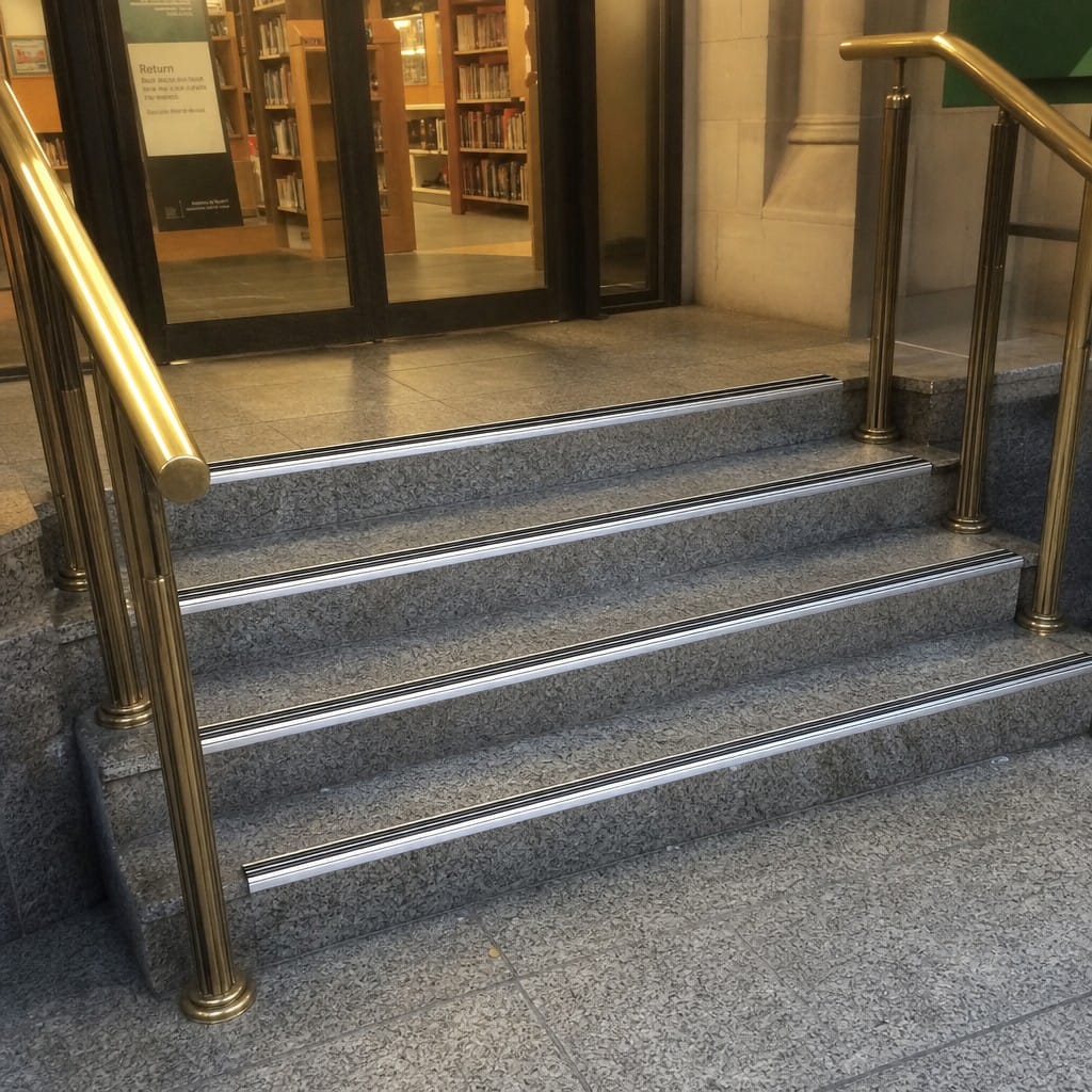 Customer photo review of Anti-Slip Aluminium Stair Nosing with Rubber Inserts for Safety