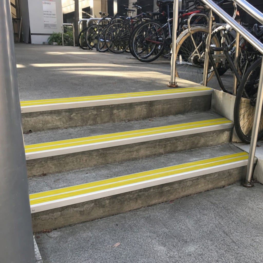 Customer photo review of Raked Double Channel Stair Nosing 90x32mm Aluminium, 1m & 2m