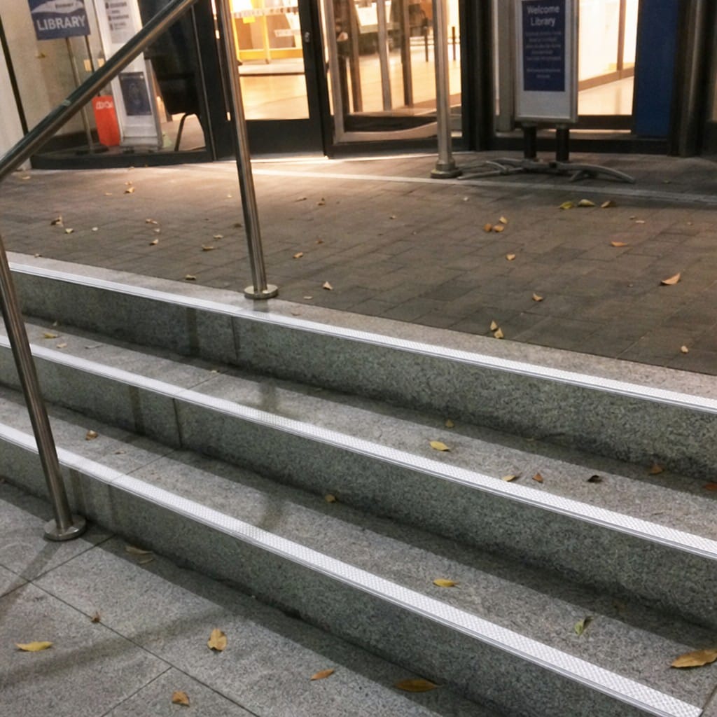 Customer photo review of Aluminium Tile-In Stair Nosing with Replaceable Anti-Slip Insert | 2.5m | 9mm & 11mm | Porcelain & Stone Stairs