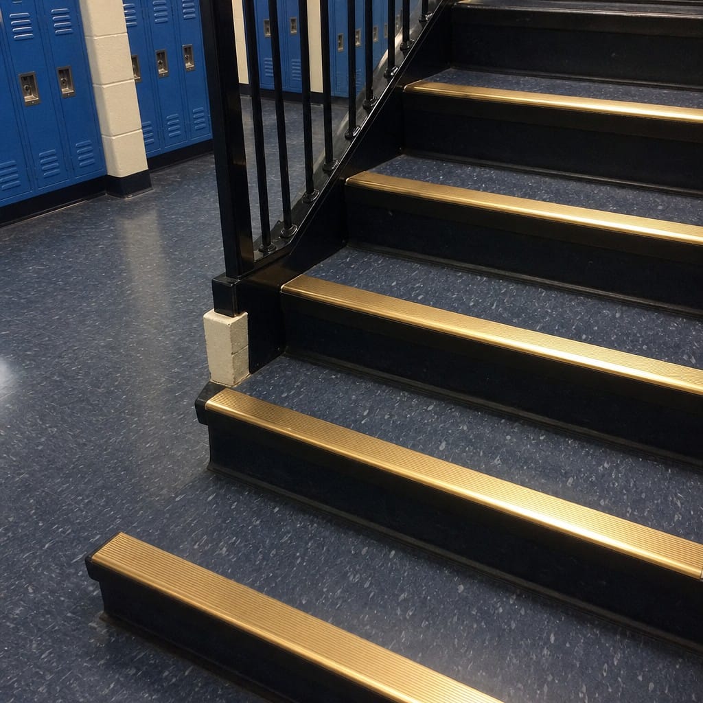 Customer photo review of Solid Brass Bullnose Stair Nosing 89mm Ribbed Tread, Cut to Size 700-2700mm