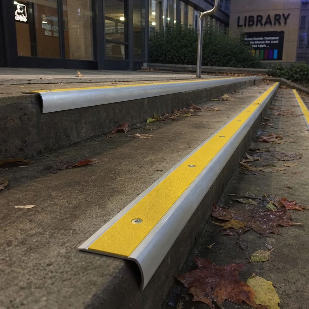Customer photo review of Aluminium Stair Nosing 60 x 39mm Bullnose with Anti-Slip PVC Insert
