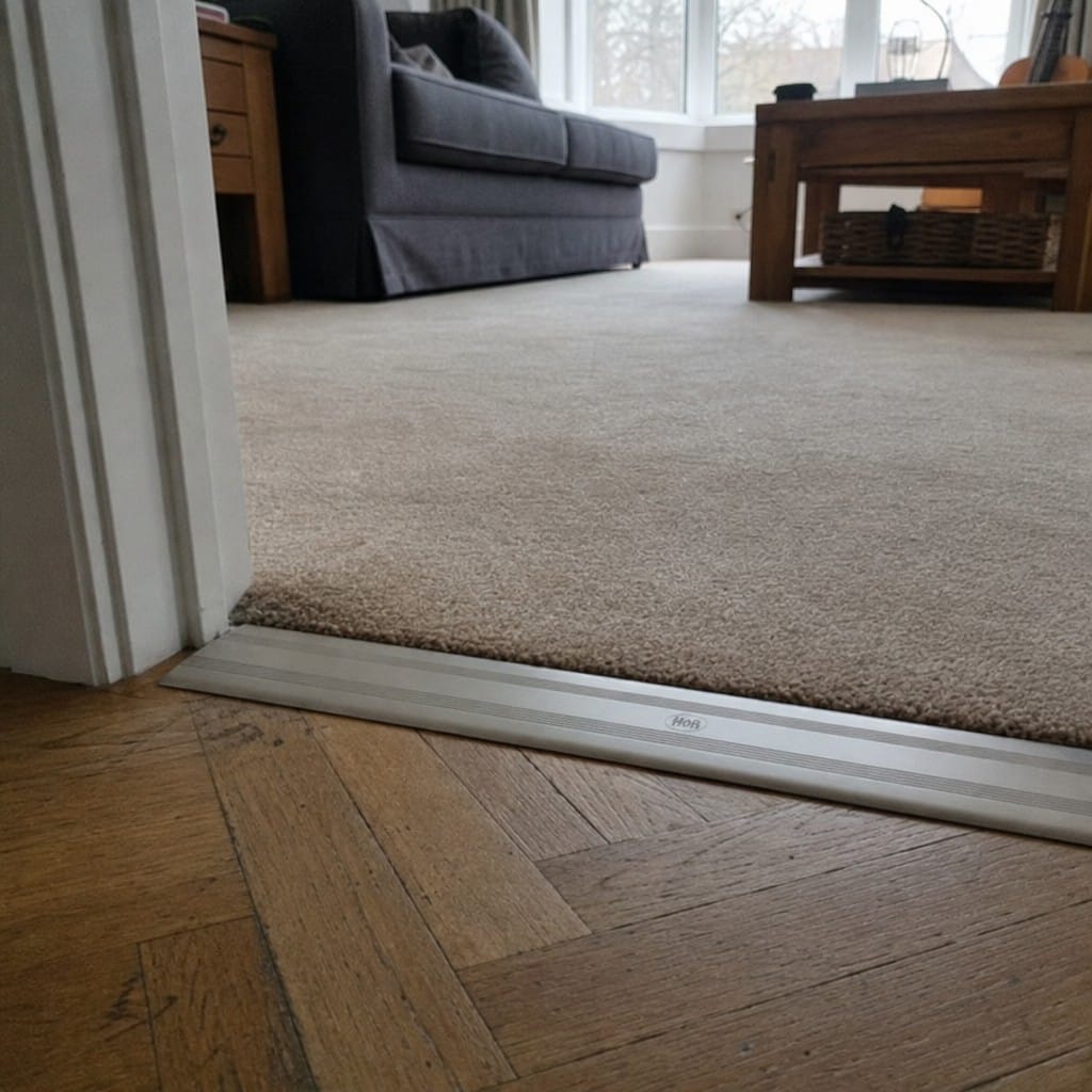 Customer photo review of 35mm Flat Aluminium Door Threshold Strip | Floor Transition Bar