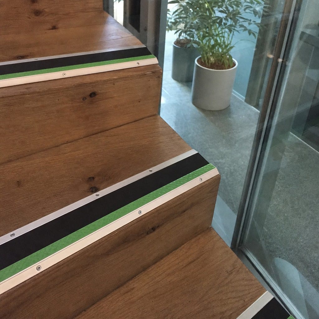 Customer photo review of Aluminium Stair Nosing 69x40mm Bullnose Anti Slip Glow Edge