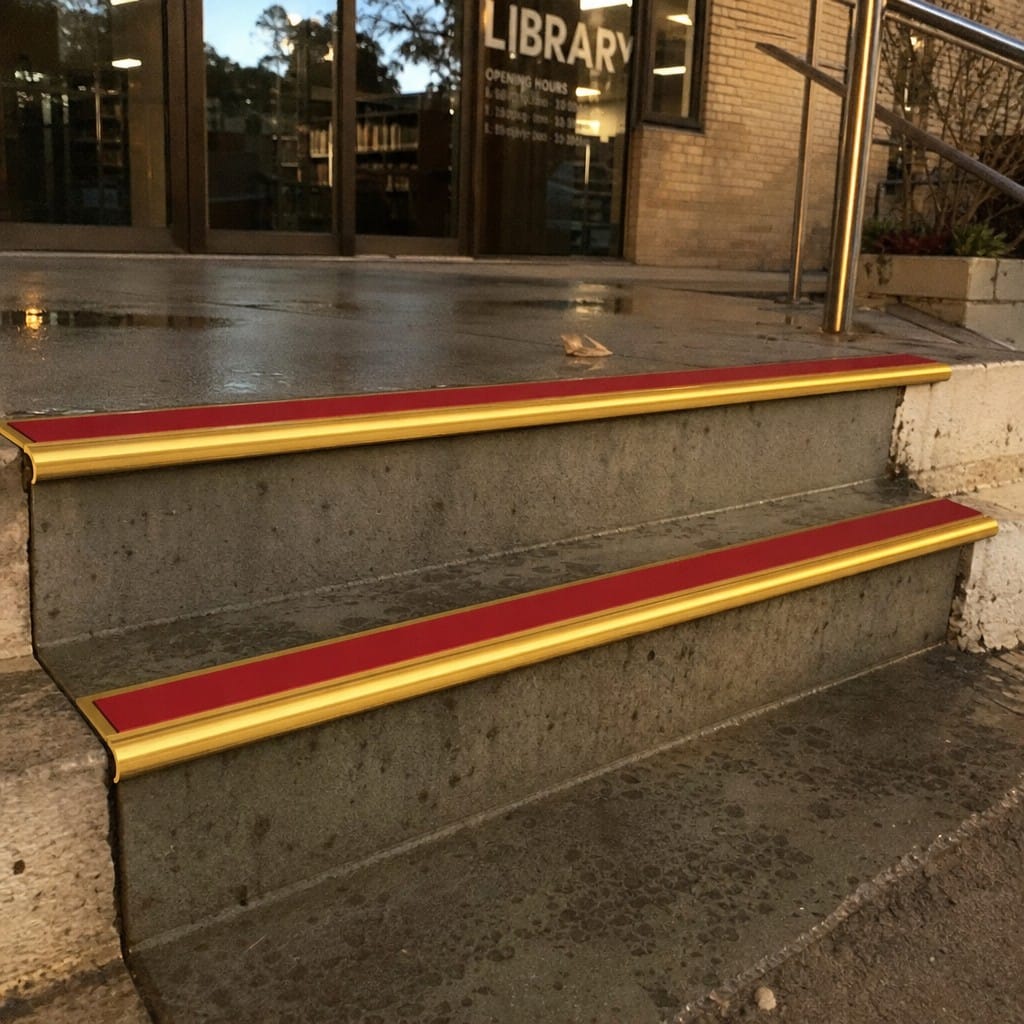 Customer photo review of Aluminium Stair Nosing 3.22m Bullnose 53mm Double Insert