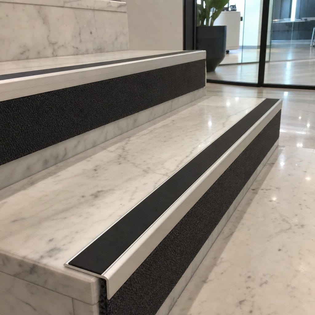 Customer photo review of DDA Compliant Stair Nosing 56x55mm Aluminium Slip Resistant