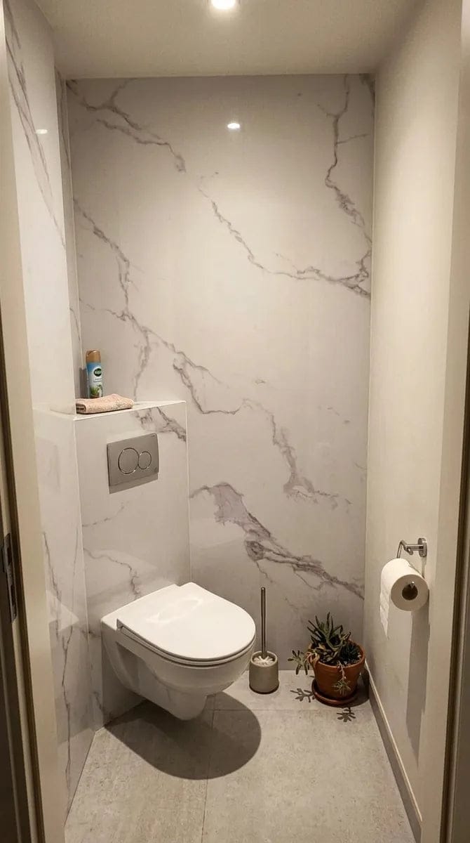Customer photo review of Panneau PVC - Effet Marbre Blanc - 250 x 120 cm – 100% Imperméable - 15 ans Garantie