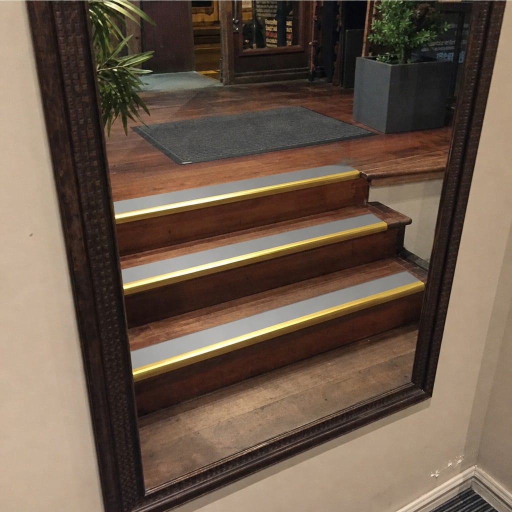 Customer photo review of Square Aluminium Stair Nosing 3.22m Double Insert 5mm Gauge
