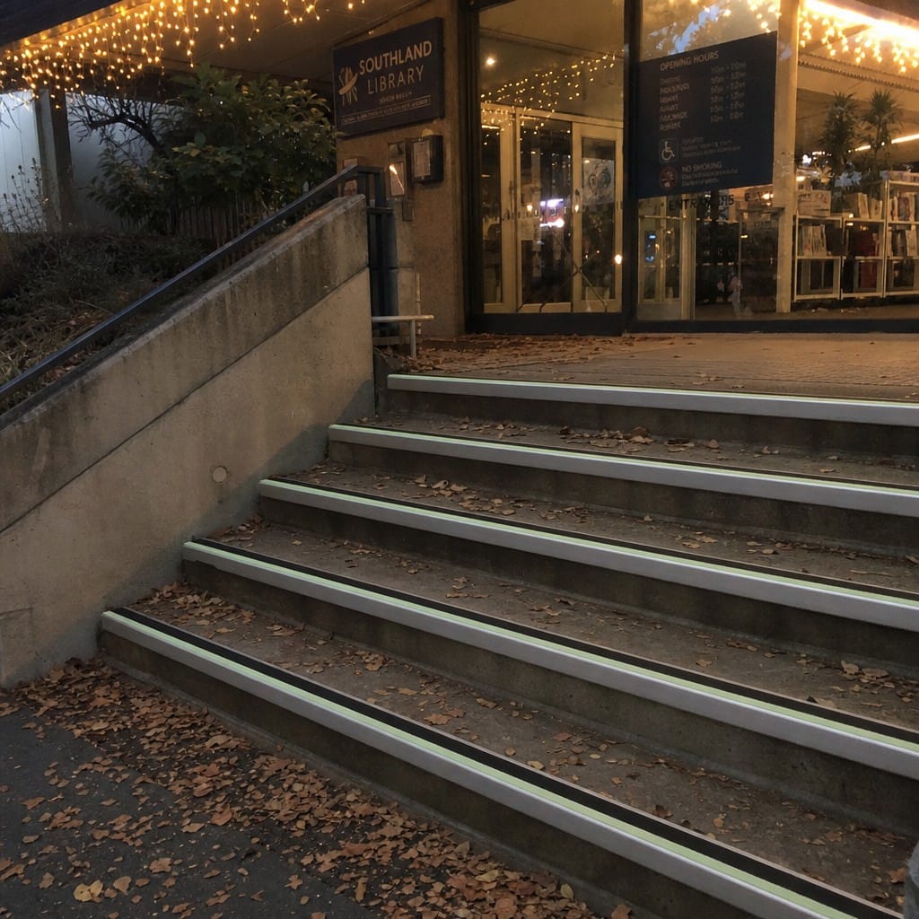 Customer photo review of Aluminium Stair Nosing 72x55mm Wide Tread Anti Slip Glow Edge