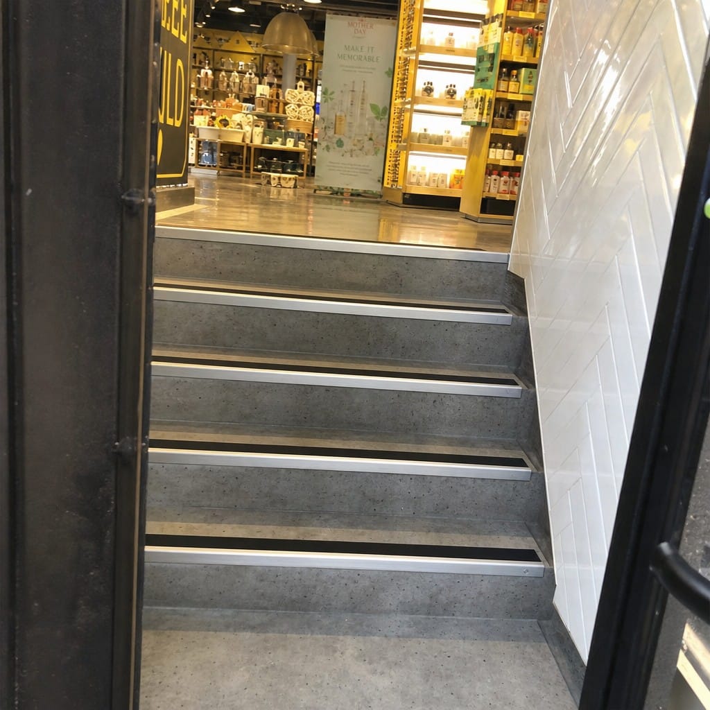 Customer photo review of Aluminium Stair Nosing 56x33mm Straight Edge Commercial, 4 Lengths