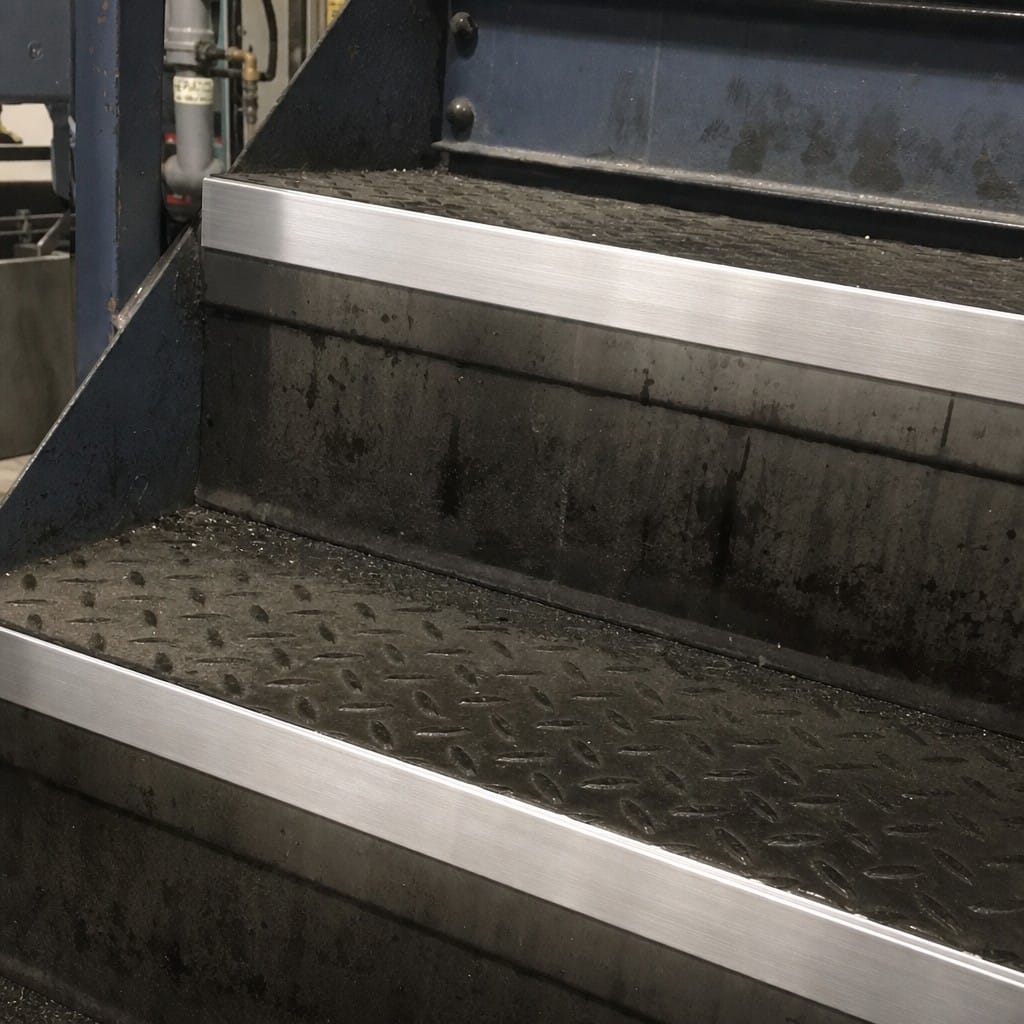 Customer photo review of Aluminium Stair Riser Cover Profile | Smooth & Anti-Slip Grooved Finish | Multiple Lengths