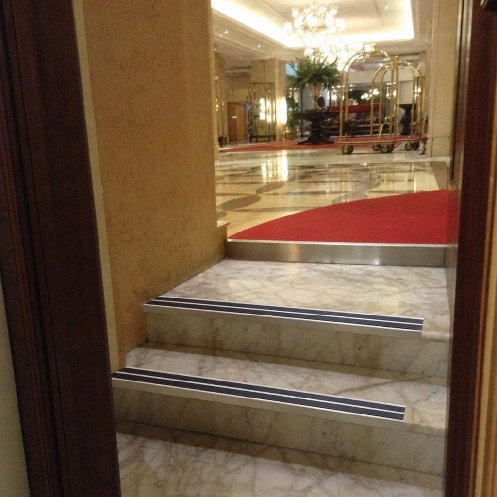 Customer photo review of Aluminium Stair Nosing 88x32mm Square Edge Twin Anti Slip Insert