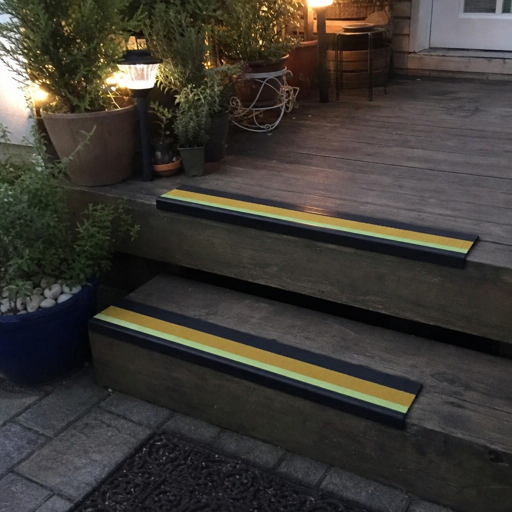 Customer photo review of PVC Stair Nosing 60x32mm Outdoor Grade Anti Slip Glow Edge, 4 Colours
