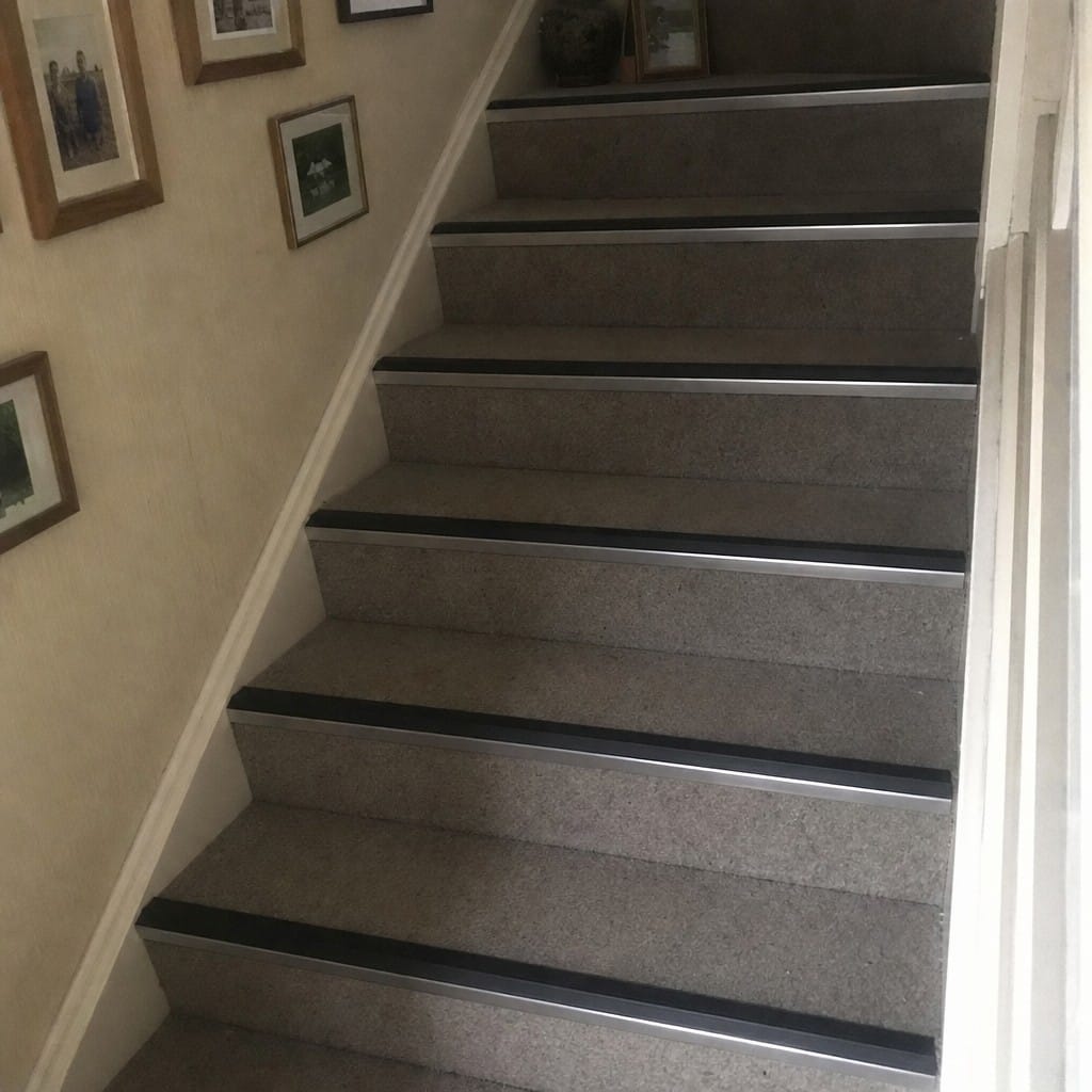 Customer photo review of Aluminium Stair Nosing 57x32mm Slimline PVC Insert, 11 Colours