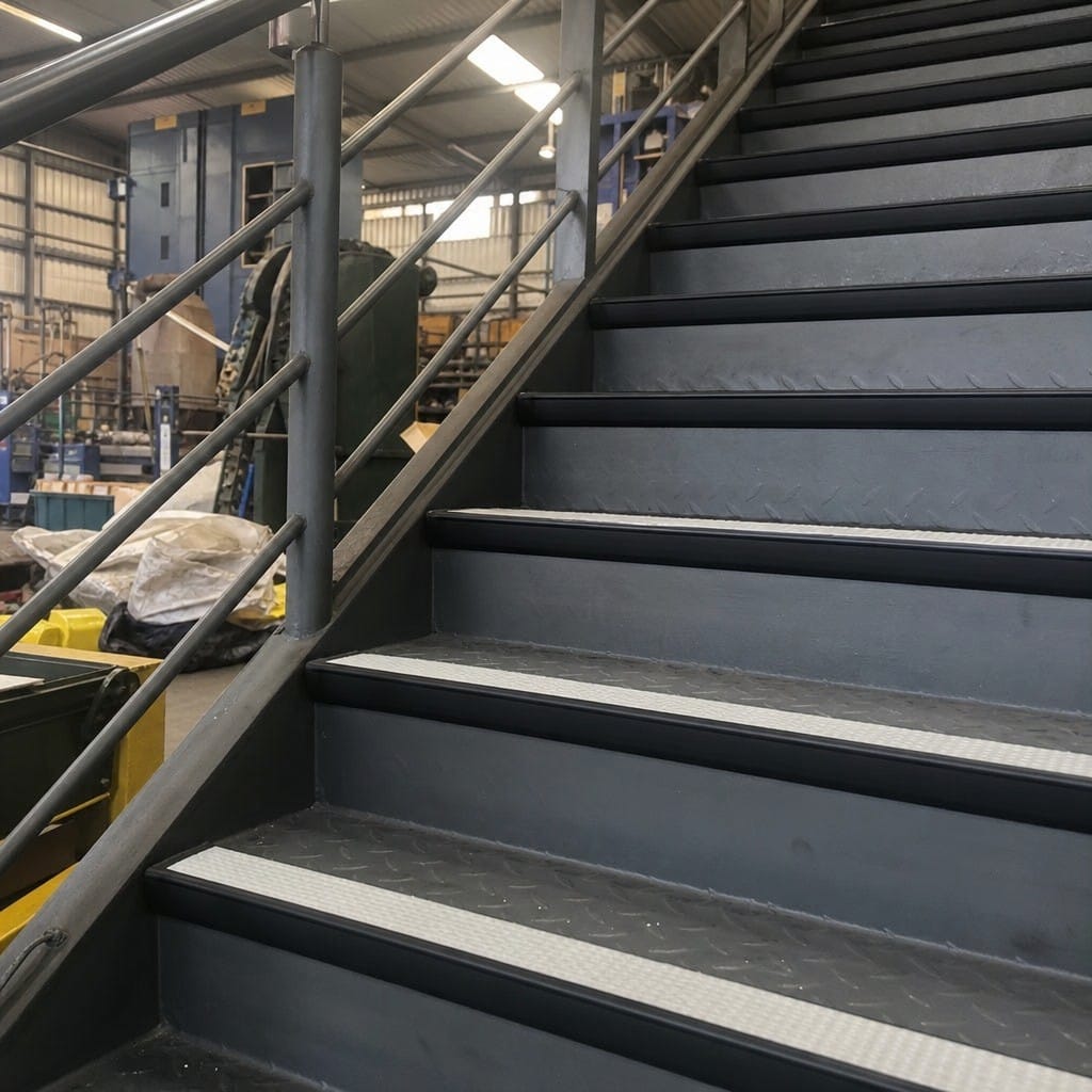 Customer photo review of Anti Slip Stair Nosing 56x32.5mm Black PVC, 11 Insert Colours