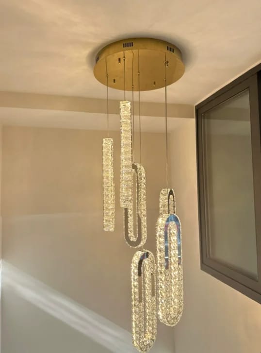 Customer photo review of Rae Crystal Staircase Chandelier