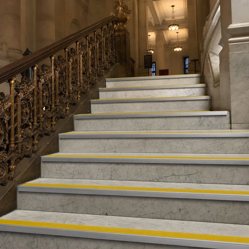 Customer photo review of Aluminium Stair Nosing 71x55mm Heavy Duty Anti-Slip PVC Insert, 11 Colours