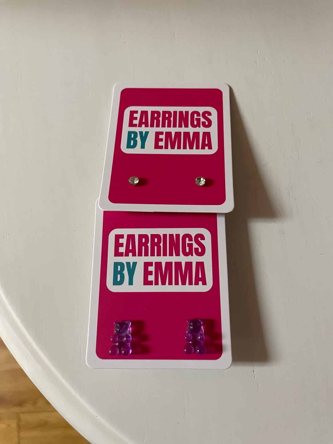 Customer photo review of Gummy Bear Studs Hypoallergenic Earrings for Sensitive Ears with Plastic Posts
