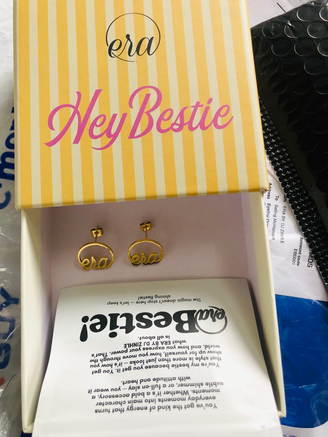 Customer photo review of Gold Era Logo Studs