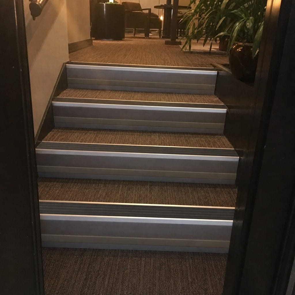 Customer photo review of Aluminium Stair Nosing 66x55mm with 13mm Riser Highlight, Black & Grey, 1m Lengths