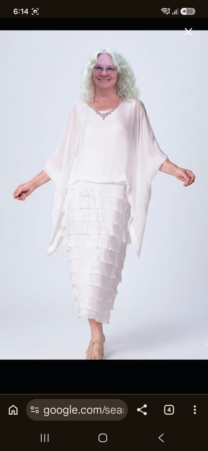Customer photo review of Netty Silk Dress in White