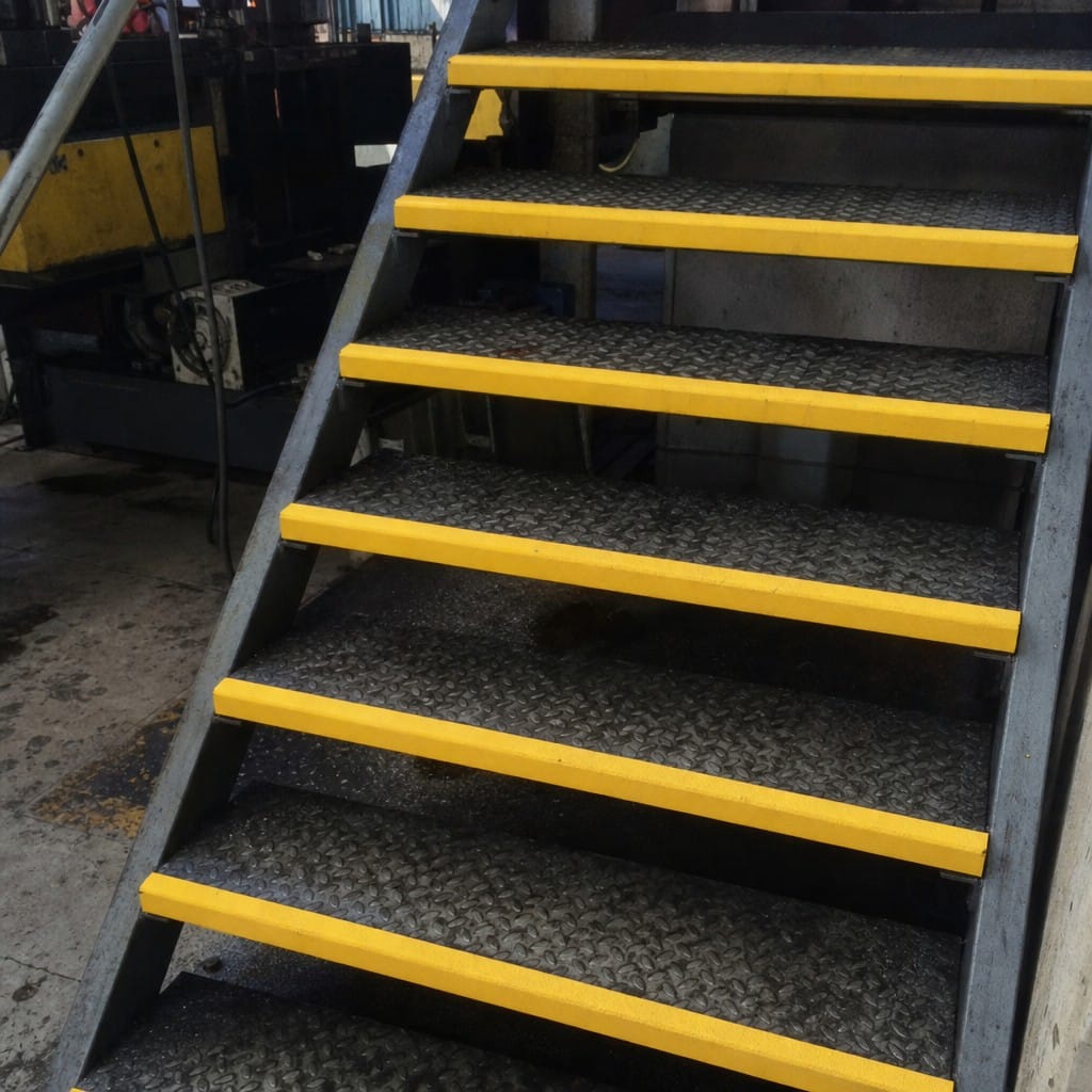 Customer photo review of GRP Anti-Slip Stair Nosing 55×55mm | High-Visibility Yellow | BS7976.2 | DDA