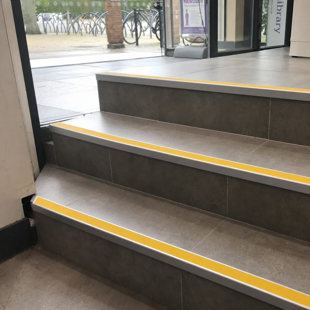 Customer photo review of DDA Anti-Slip Aluminium Stair Nosing | 67mm × 55mm | Part M Compliant | 8 Colours