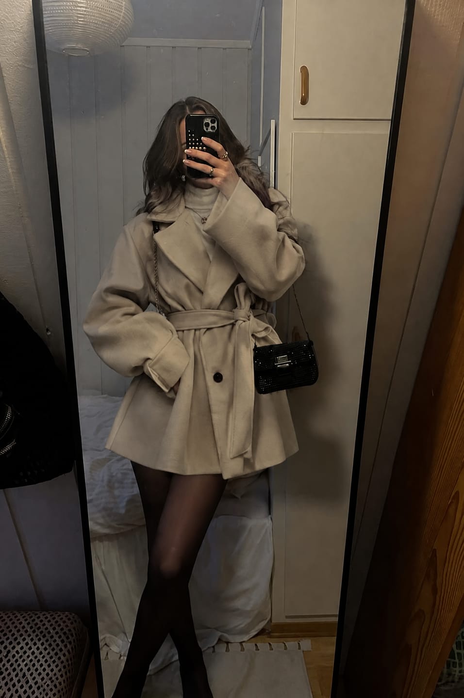 Customer photo review of Amber Hush Belted Wool Coat