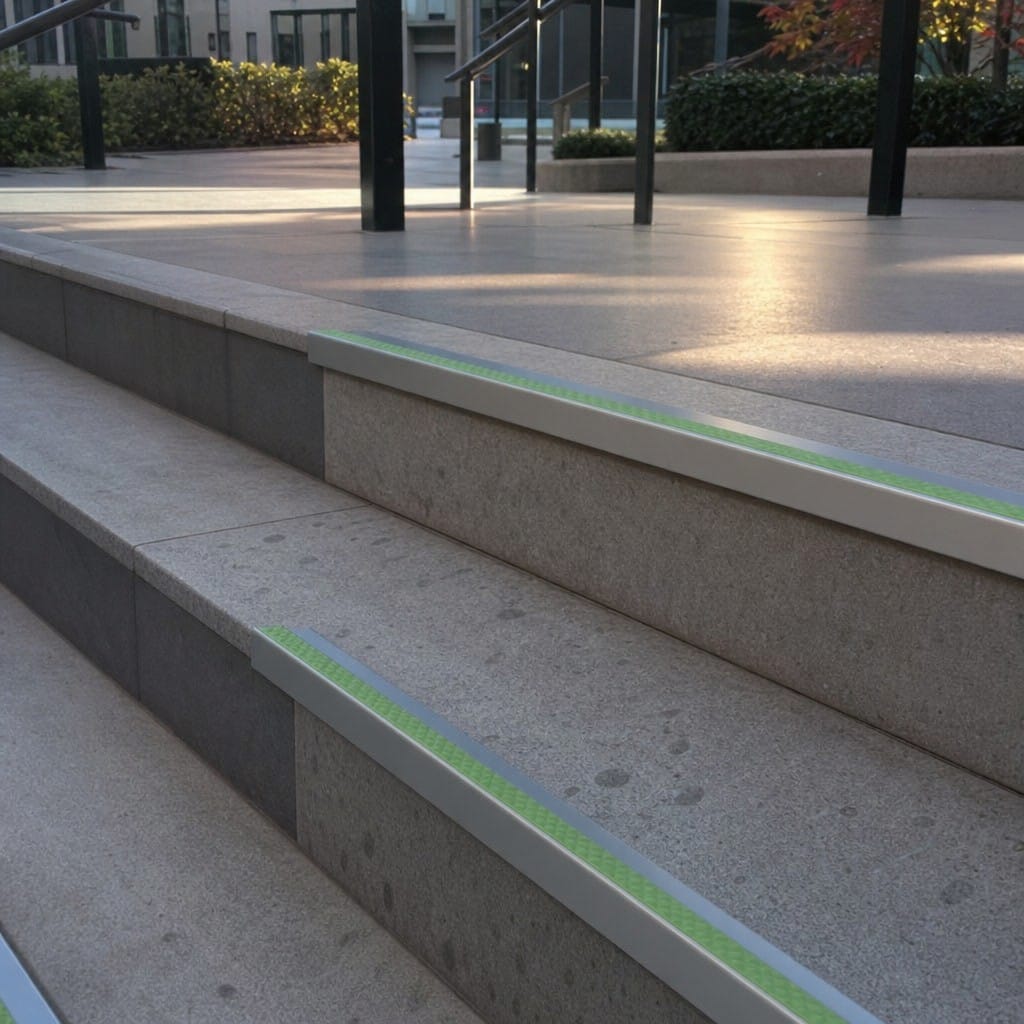 Customer photo review of Aluminium Stair Nosing 56x55mm Outdoor Deep Riser Glow Edge