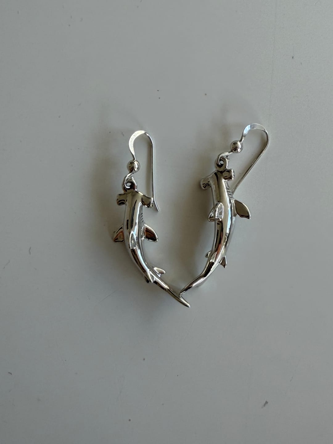 Customer photo review of Hammerhead Shark Earrings - 925 Sterling Silver Earrings