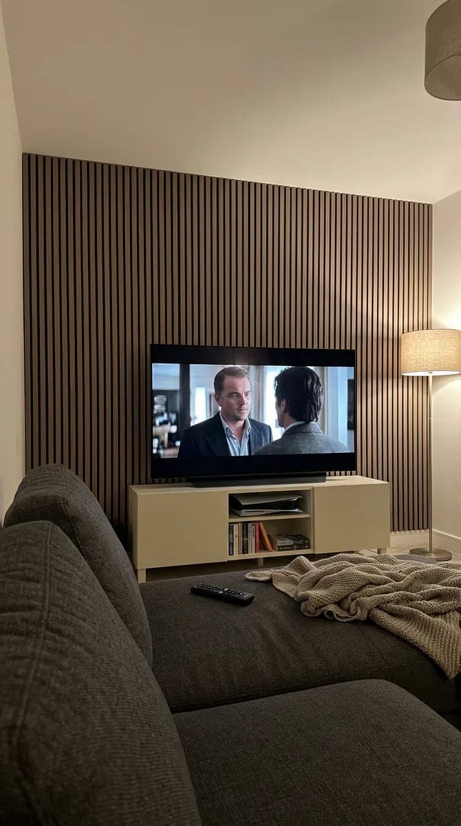 Customer photo review of Panneaux Acoustiques Noyer – 240×60 – 11 mm – Lot de 4