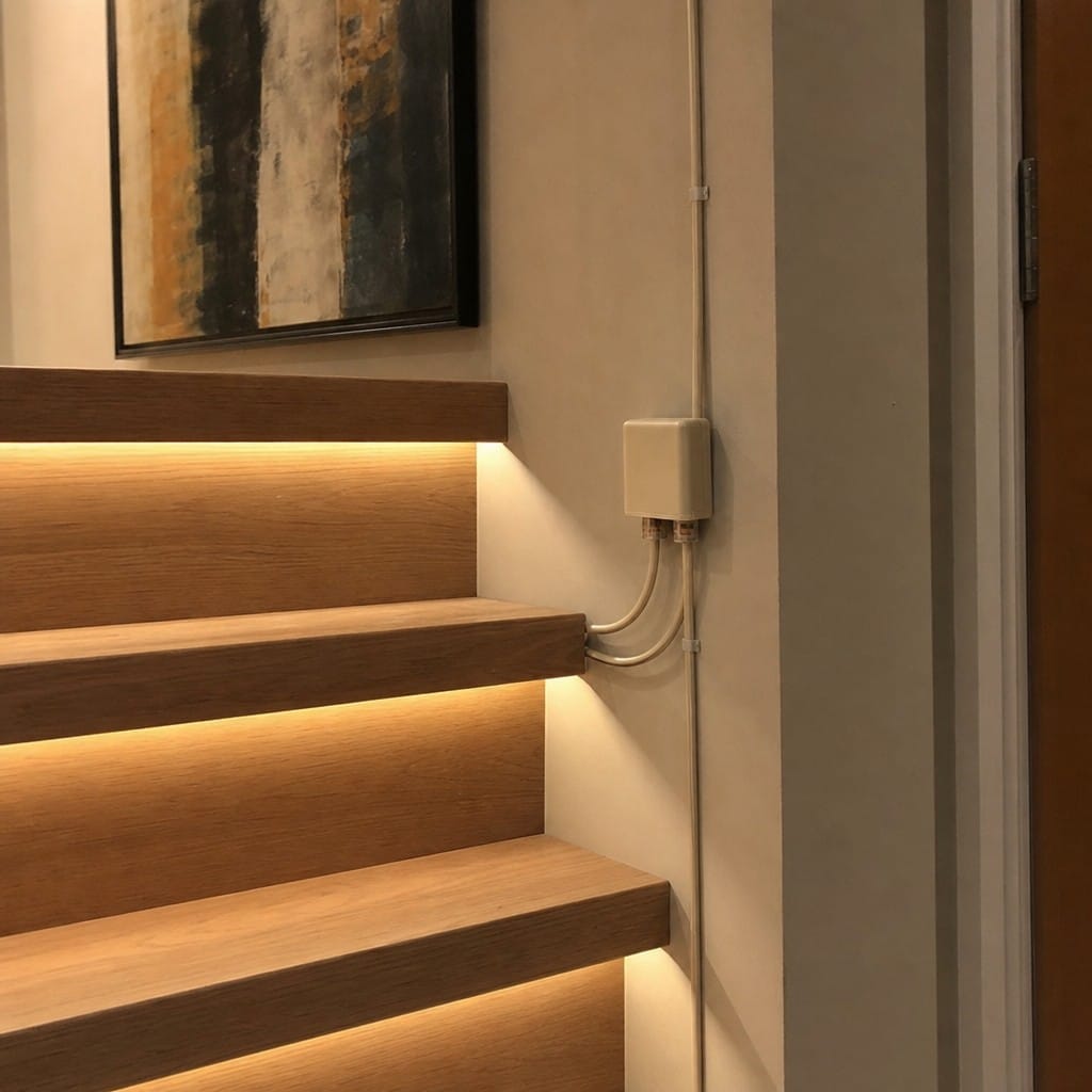 Customer photo review of Two Port LED Connector Block for Stair Nosing Lighting