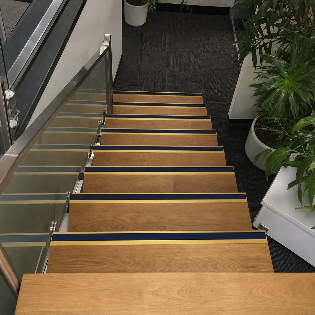 Customer photo review of Aluminium Stair Nosing 3.22m 70mm Tread Custom Finishes
