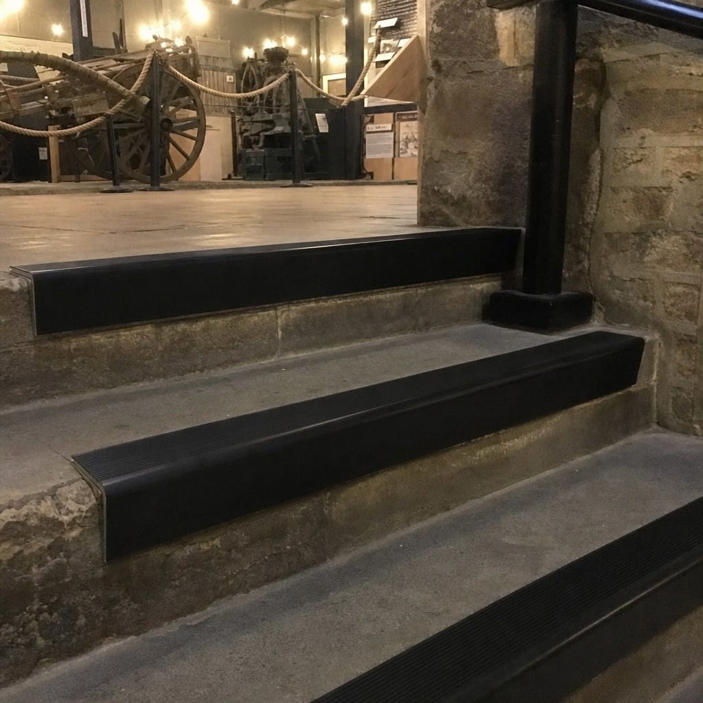 Customer photo review of Raked Back Stair Nosing 62x55mm Aluminium, 5mm Gauge, 1m & 2m