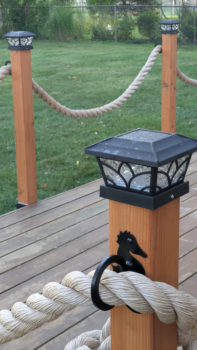 Customer photo review of Nautical Rope Ring Corner Bracket, Light Strand Holder (3 sizes available)