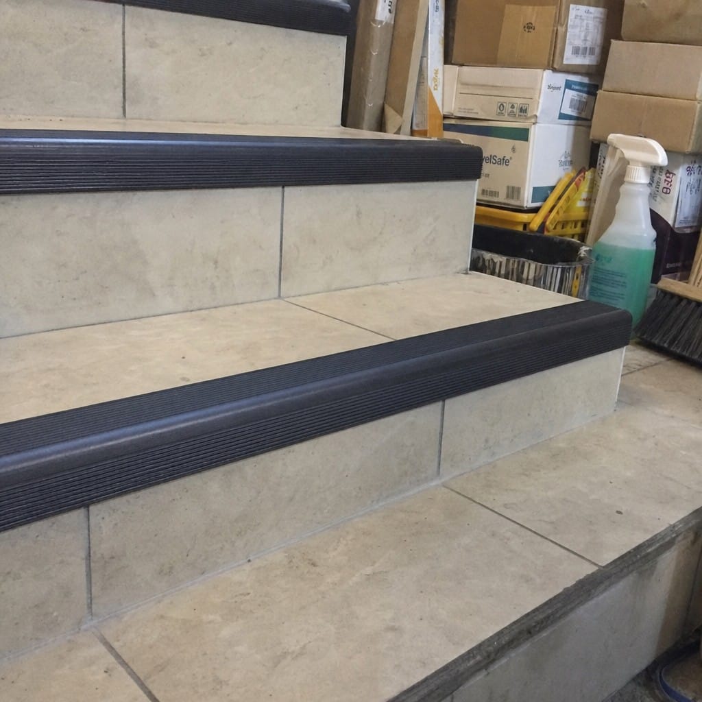 Customer photo review of Black Flexible PVC Stair Nosing 62mm – Anti-Slip Step Edging for LVT, Vinyl & Laminate Stairs | 1m & 2.7m