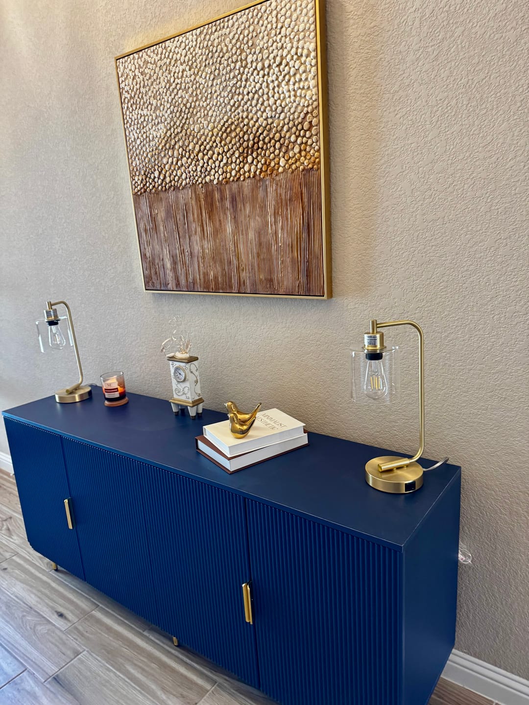 Customer photo review of Gilded Pearl Reed-Textured Relief Painting