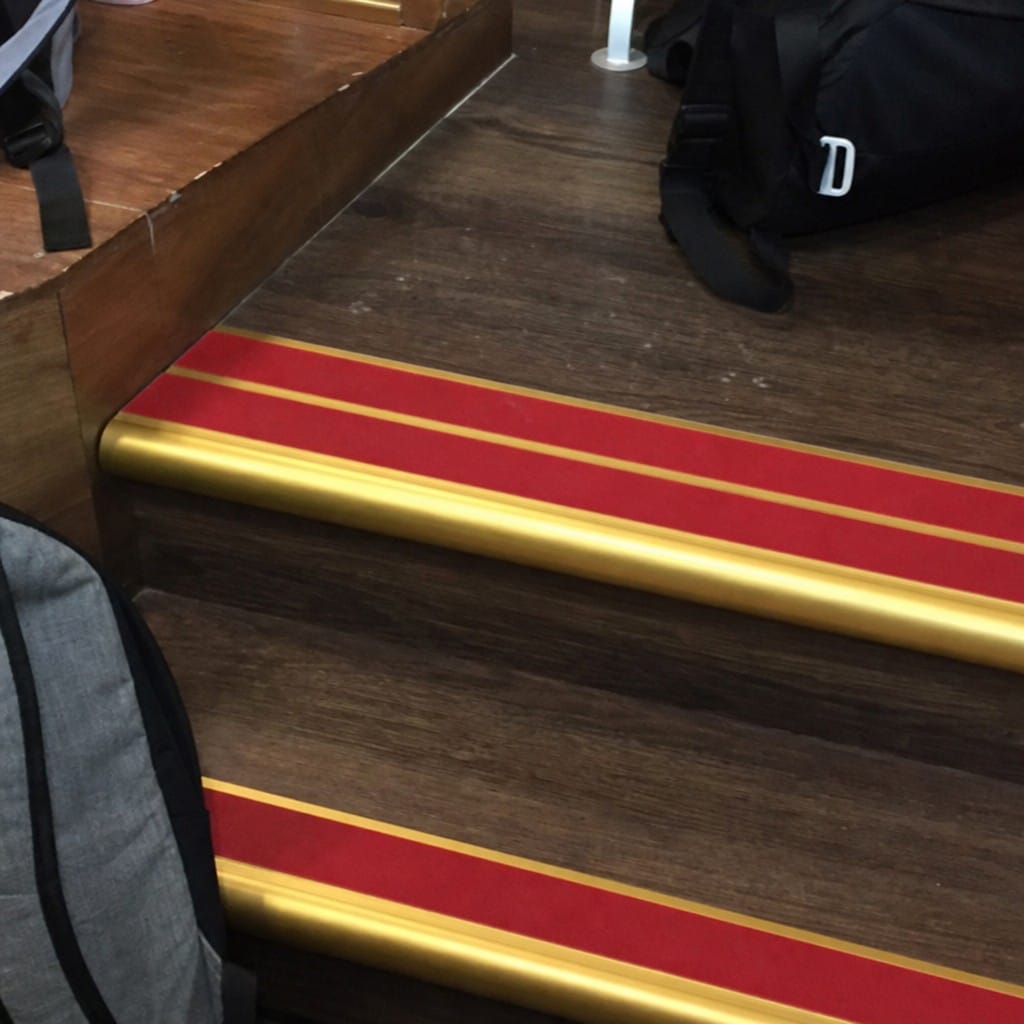 Customer photo review of Aluminium Stair Nosing 3.22m Bullnose 53mm Double Insert