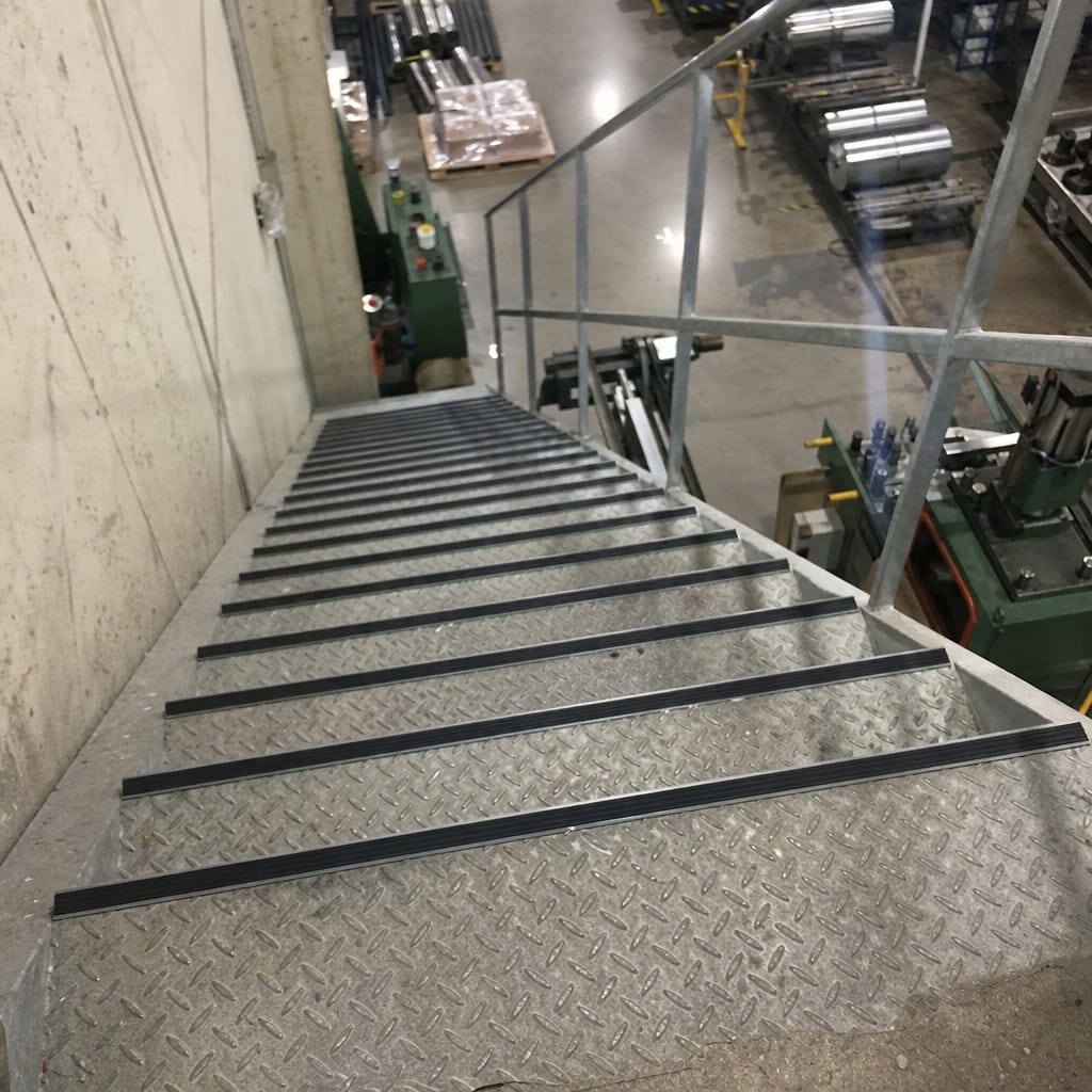 Customer photo review of Heavy-Duty Aluminium Stair Nosing | Wide 35mm Profile | Replaceable Anti-Slip Insert | 2.5m | Black & Grey