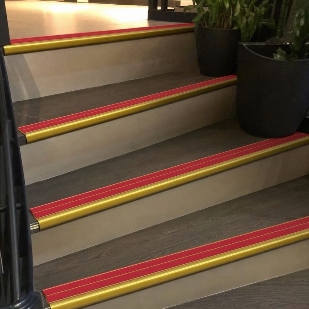 Customer photo review of Aluminium Stair Nosing 3.22m Bullnose 53mm Double Insert