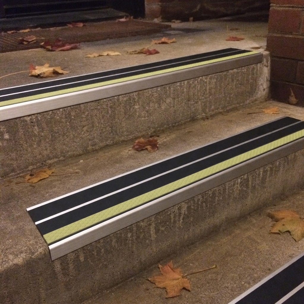 Customer photo review of Aluminium Stair Nosing 91x32mm Double Insert Anti Slip Glow Edge