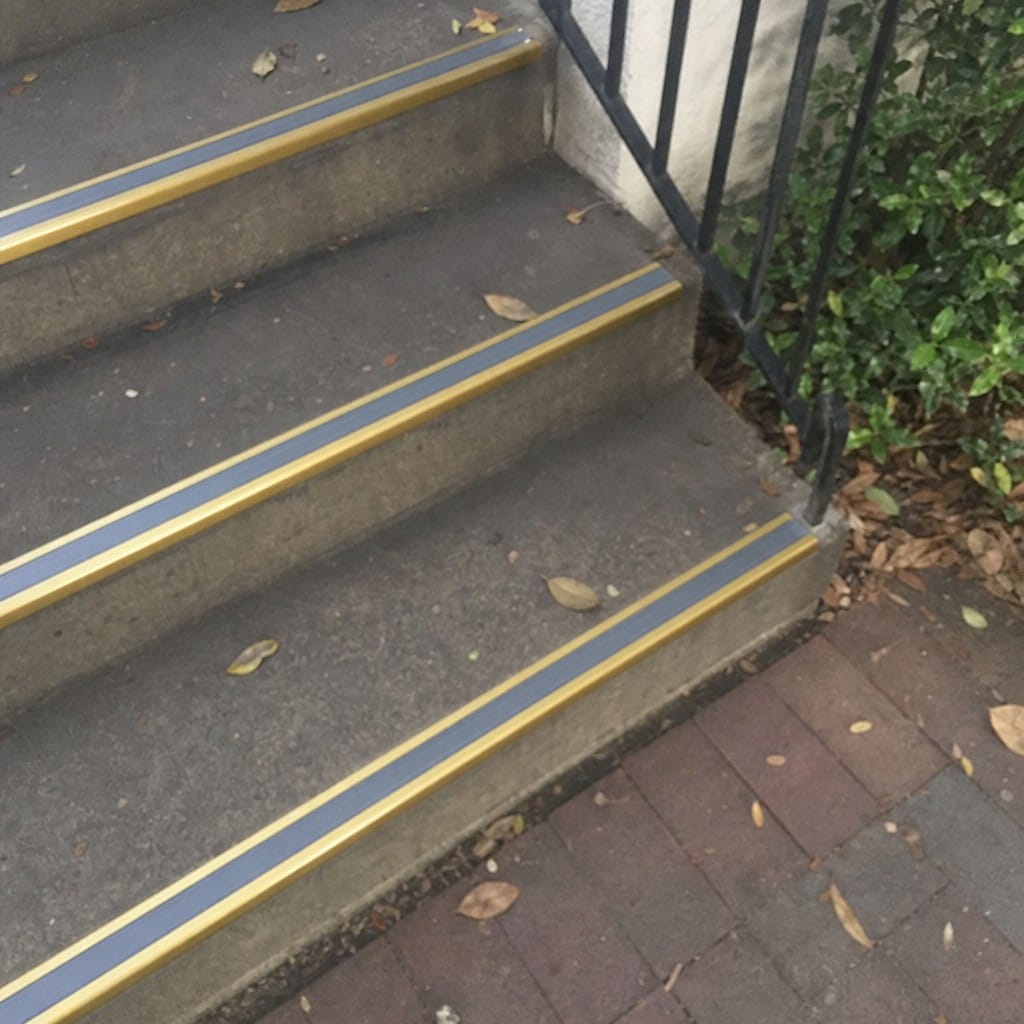 Customer photo review of Square Aluminium Stair Nosing 3.22m Double Insert 5mm Gauge