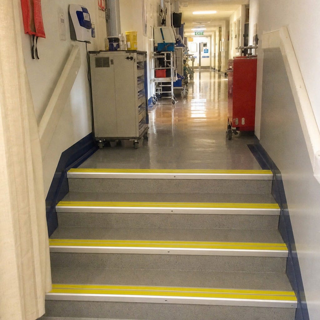 Customer photo review of Raked Double Channel Stair Nosing 90x32mm Aluminium, 1m & 2m