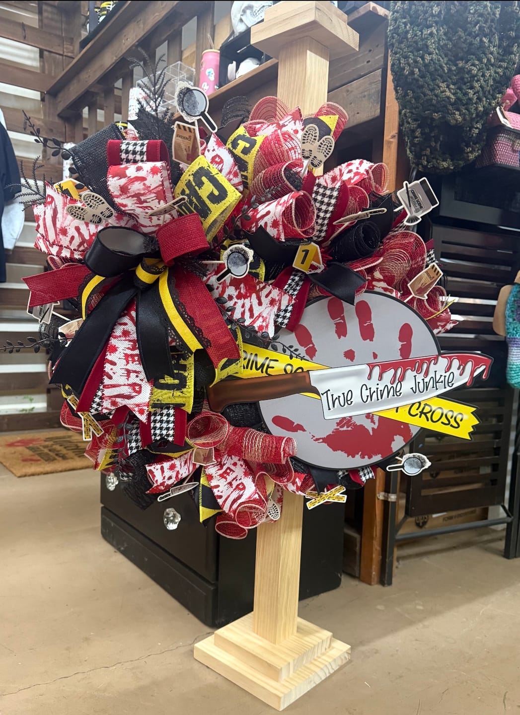 Customer photo review of True Crime Sign, True Crime Junkie Sign, Funny Sign, wood sign, PCD-W-037