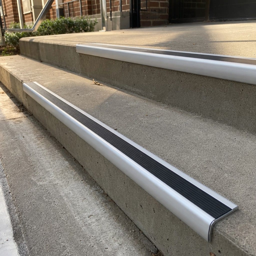 Customer photo review of Aluminium Stair Nosing 57mm x 33mm with Rubber Insert, 2.7m Length