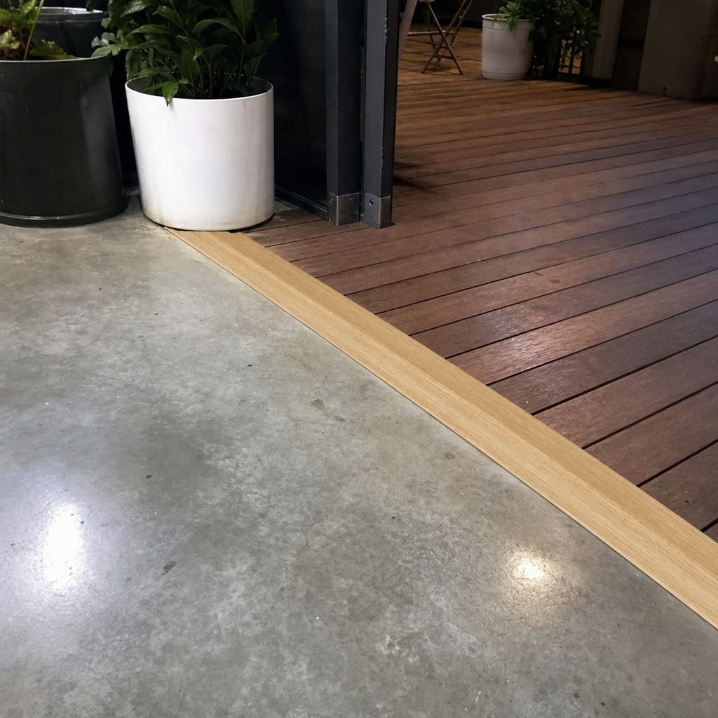 Customer photo review of Wood Effect Door Threshold Ramp 31mm Self Adhesive Aluminium