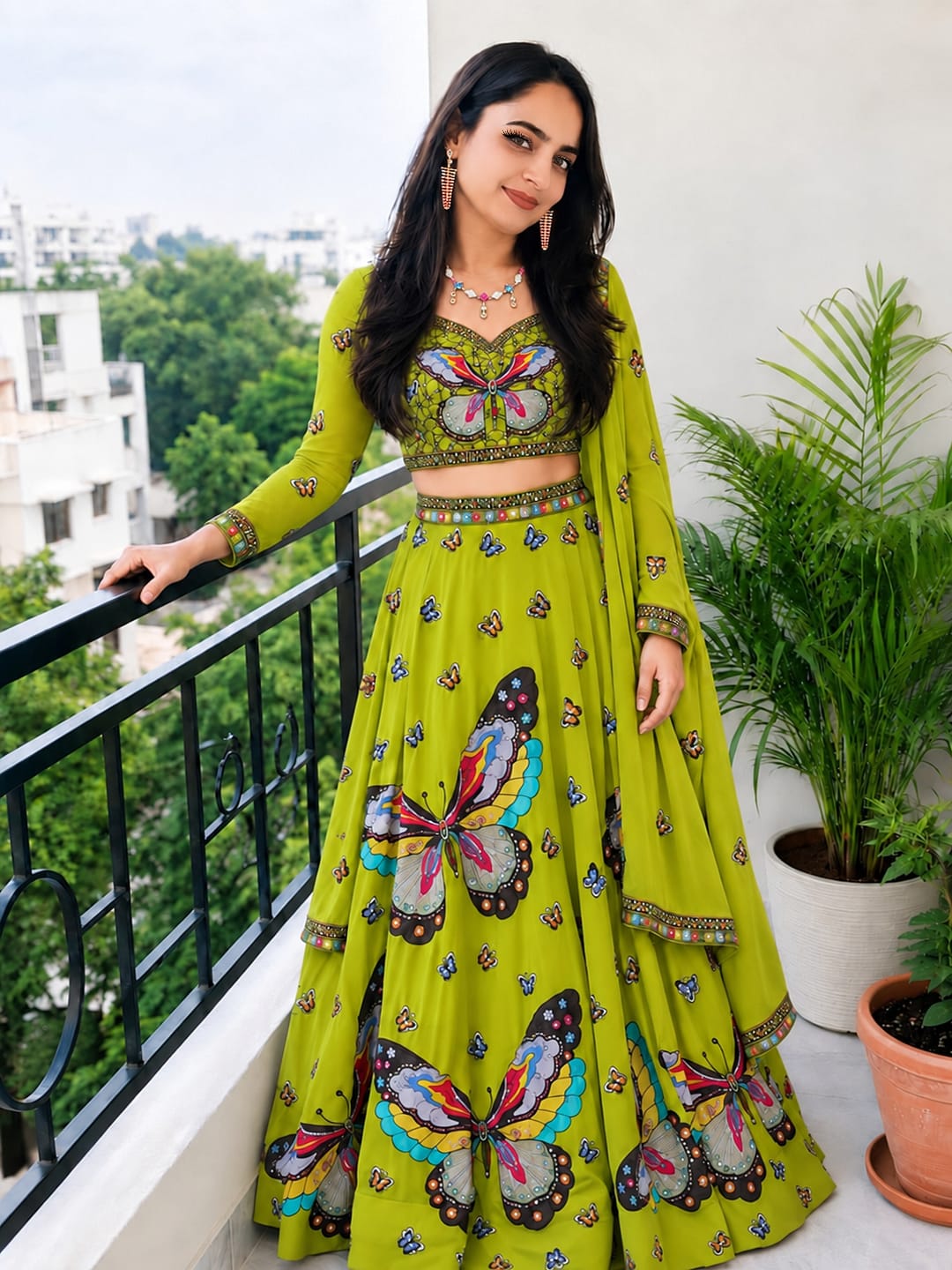 Customer photo review of Satrangi Pankh Georgette Lehenga