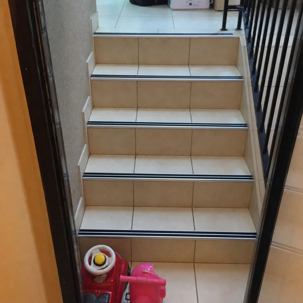 Customer photo review of Anti-Slip Aluminium Stair Nosing with Rubber Inserts for Safety