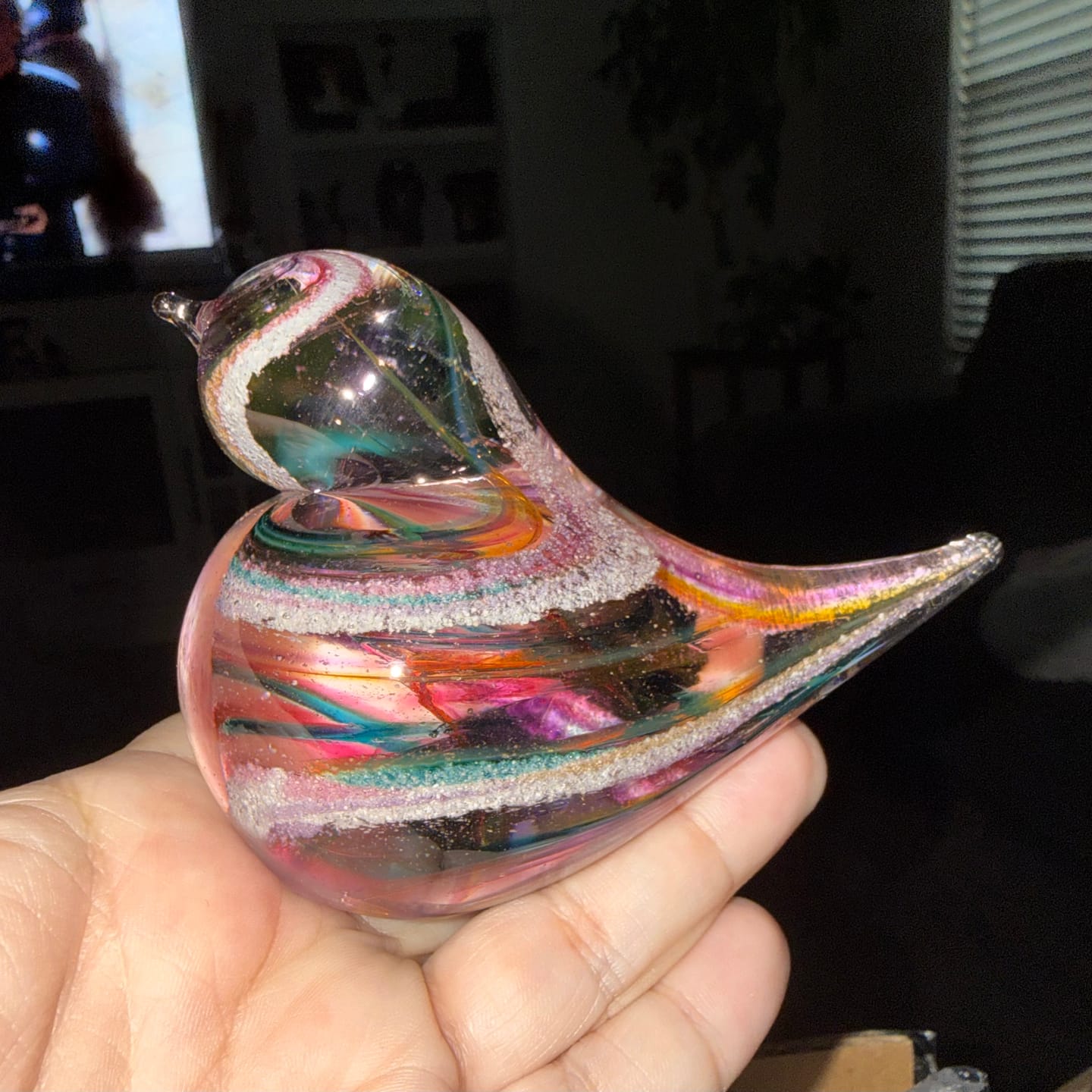 Customer photo review of Colorful Glass Birds with Cremation Ash