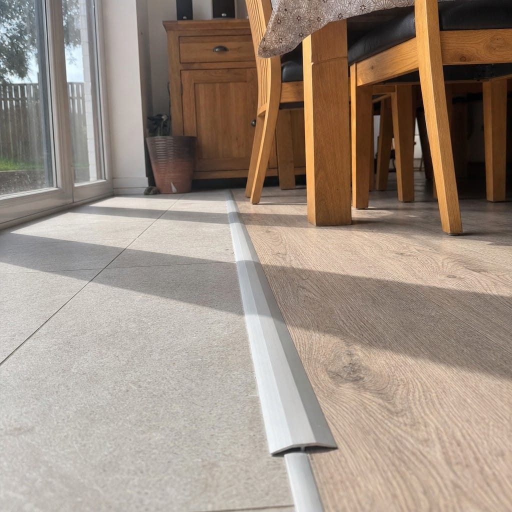 Customer photo review of 26mm Aluminium T-Bar Threshold Strip for Tile to Laminate Floors
