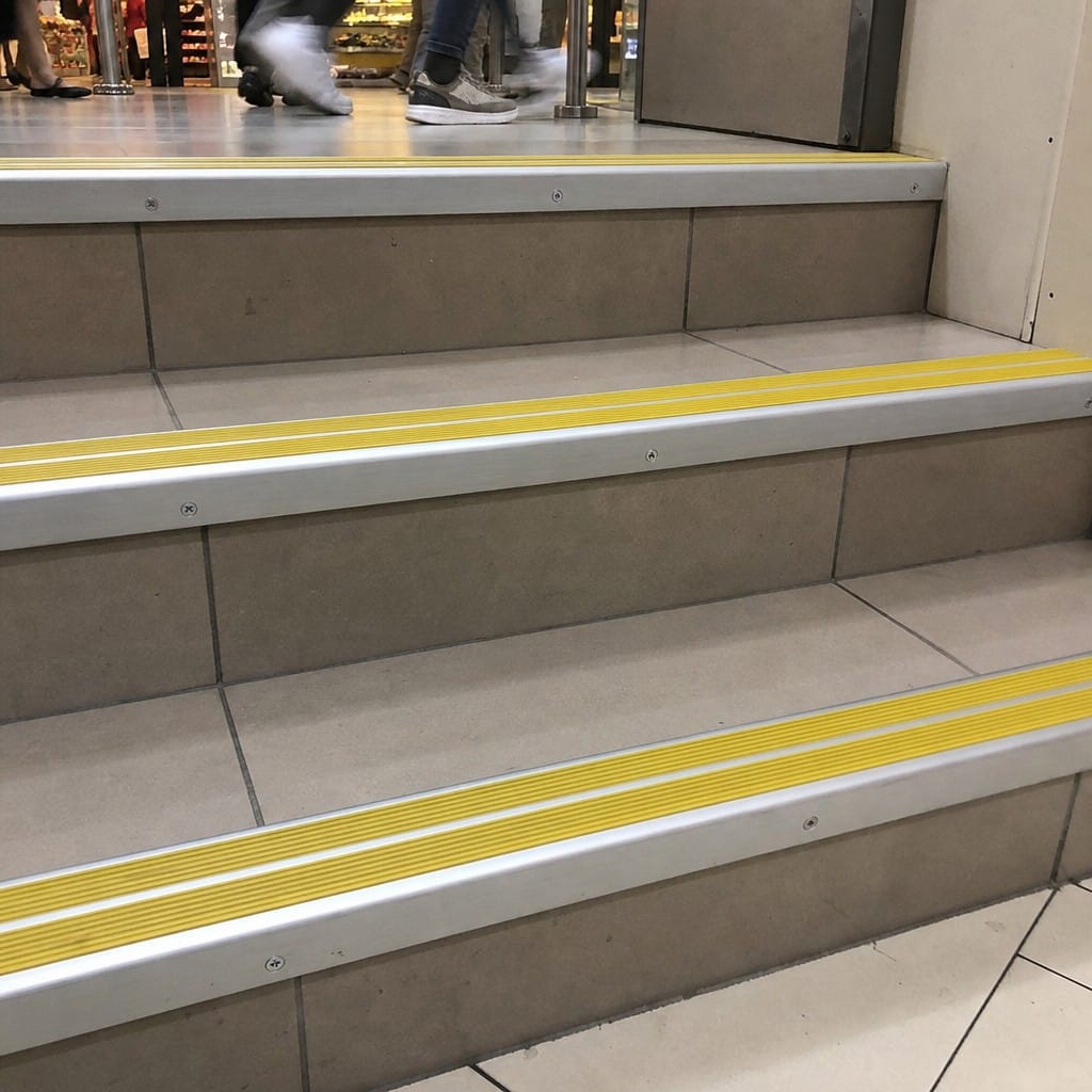 Customer photo review of Raked Double Channel Stair Nosing 90x32mm Aluminium, 1m & 2m